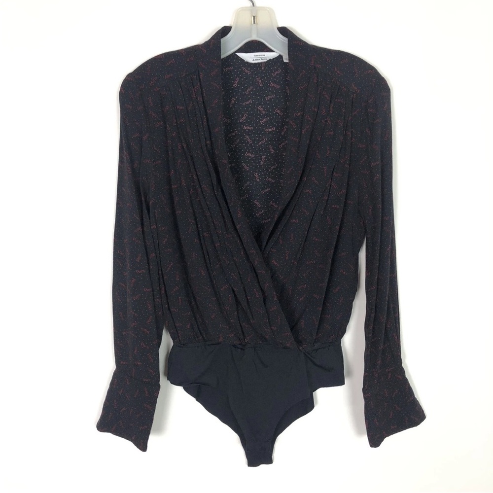 Paris Atelier & Other Stories Black Red Wrap-Front Bodysuit